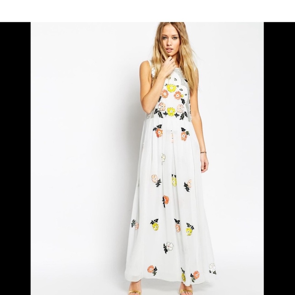NWT Needle & Thread Floral Sleeveless Maxi Dress - White